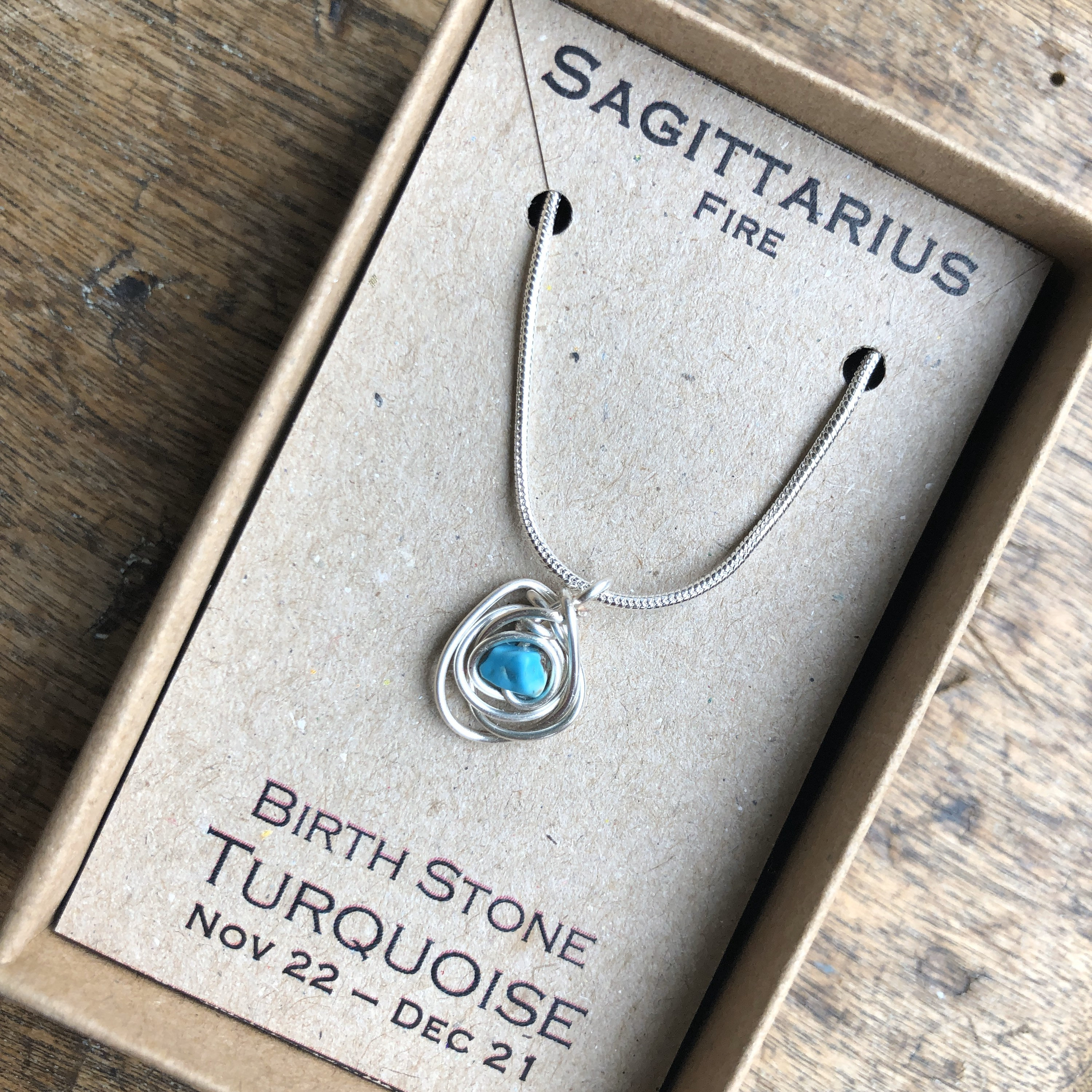 Unique Sagittarius Birthstone Necklace in Turquoise: Symbol of Protection & Luck