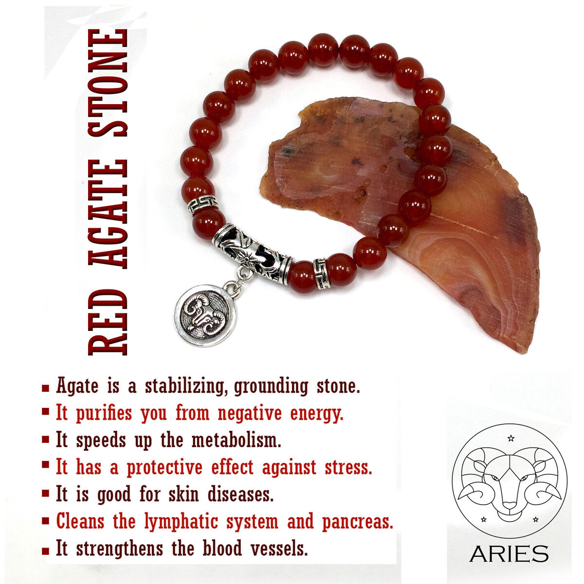 gold aries in red agate