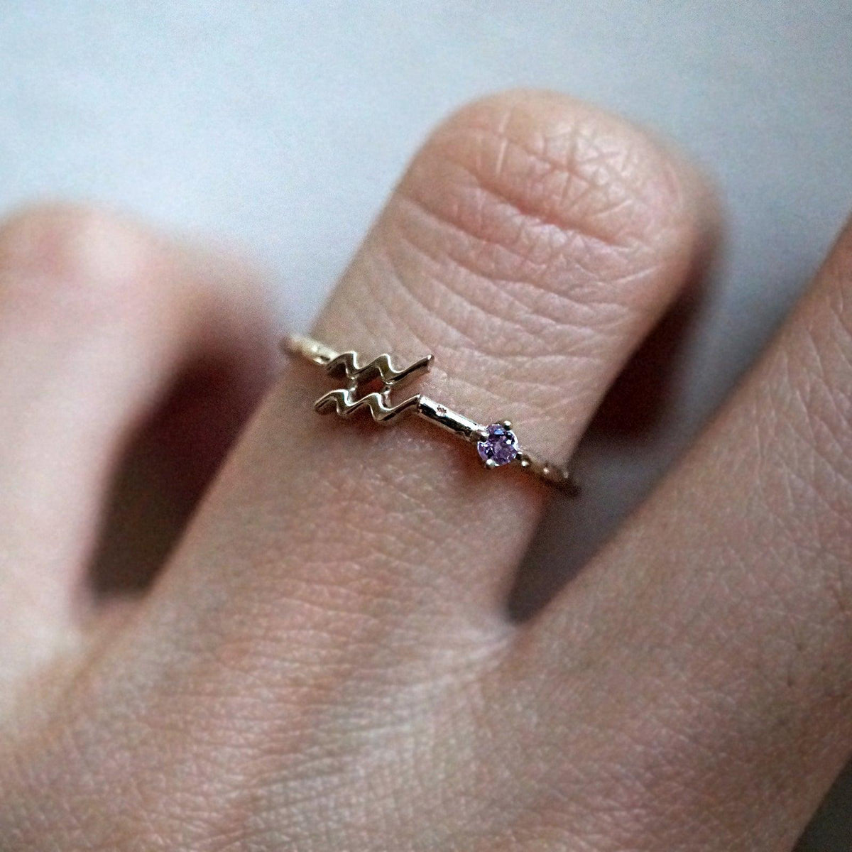 Shop Aquarius Birthstone Rings: Garnet & Amethyst Zodiac Jewelry