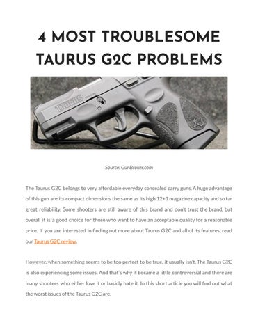 Taurus G2C Problems: Common Issues and Simple Fixes